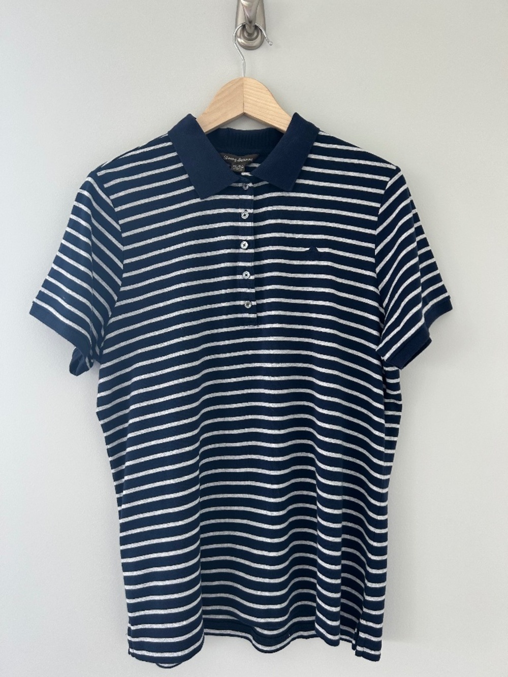 NWT Tommy Bahama Indio Stripe Polo in Ocean Deep/Silver Streak Heather SZ XL